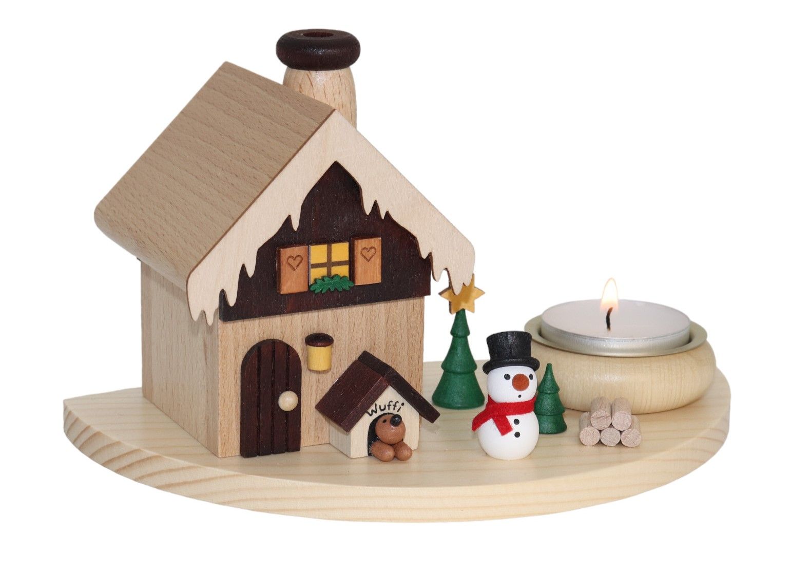 Incense Burner (House) - Snowman Cottage with Pup
