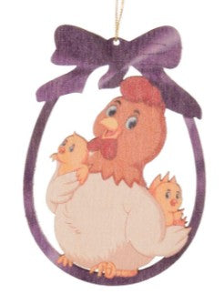 Easter Cut-Outs - Hen with 2 Chicks (Purple)