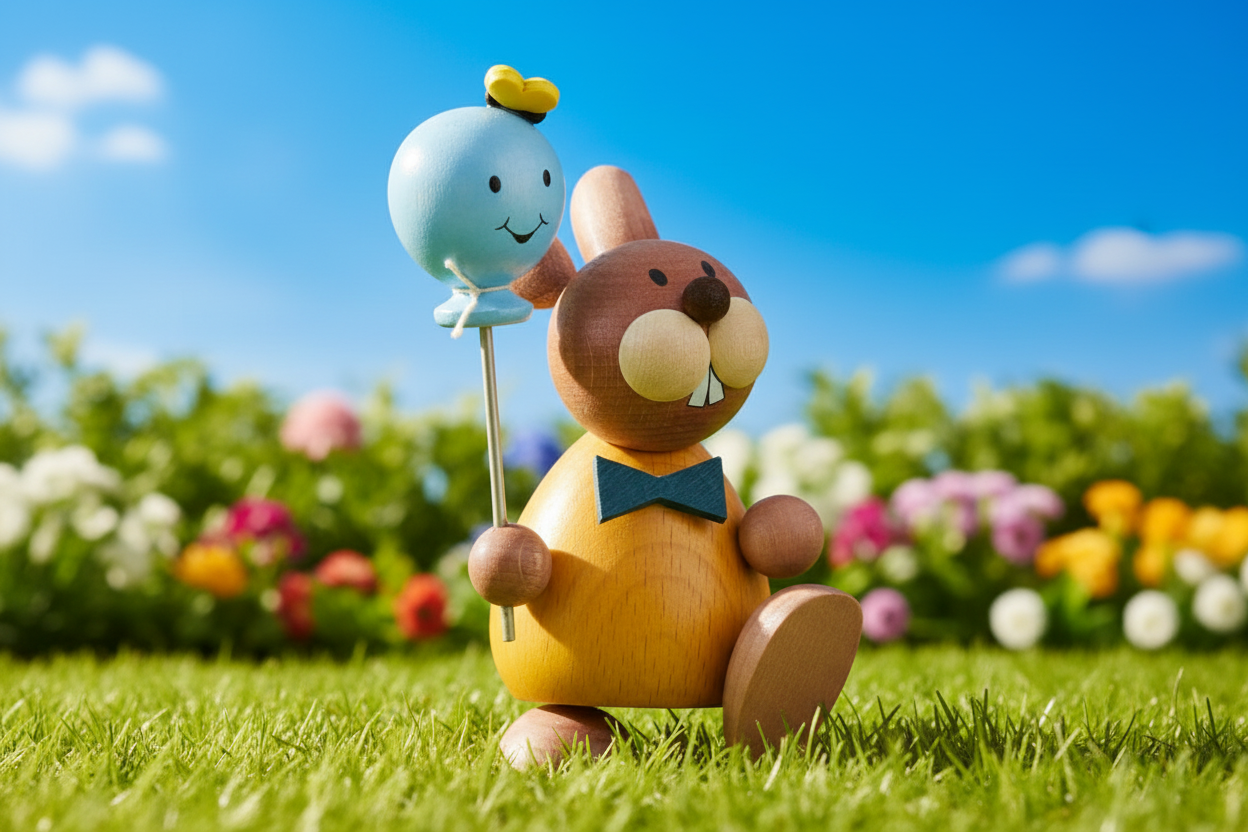 Osterhase Collectible - Bunny Boy with Balloon and Butterfly