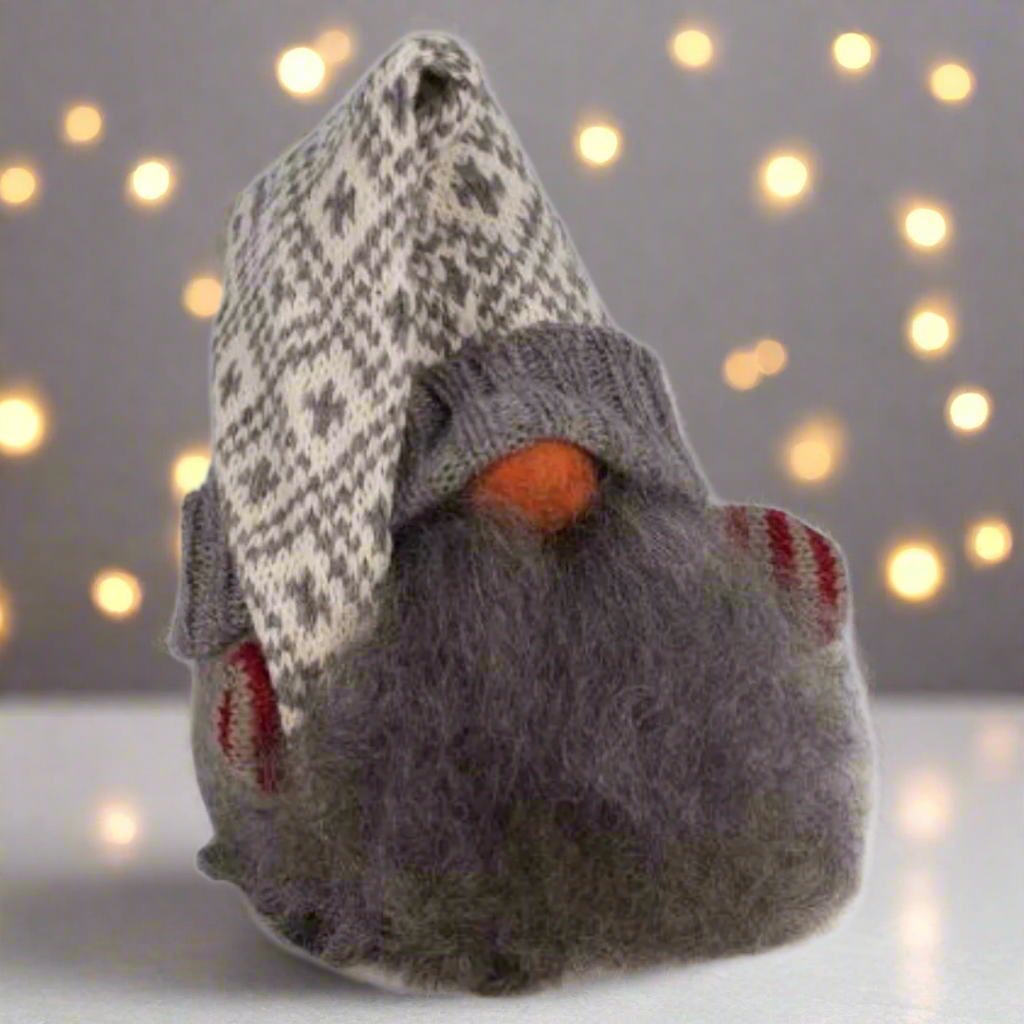 Tomte Gnome - Little Claus (Grey knitted Cap)