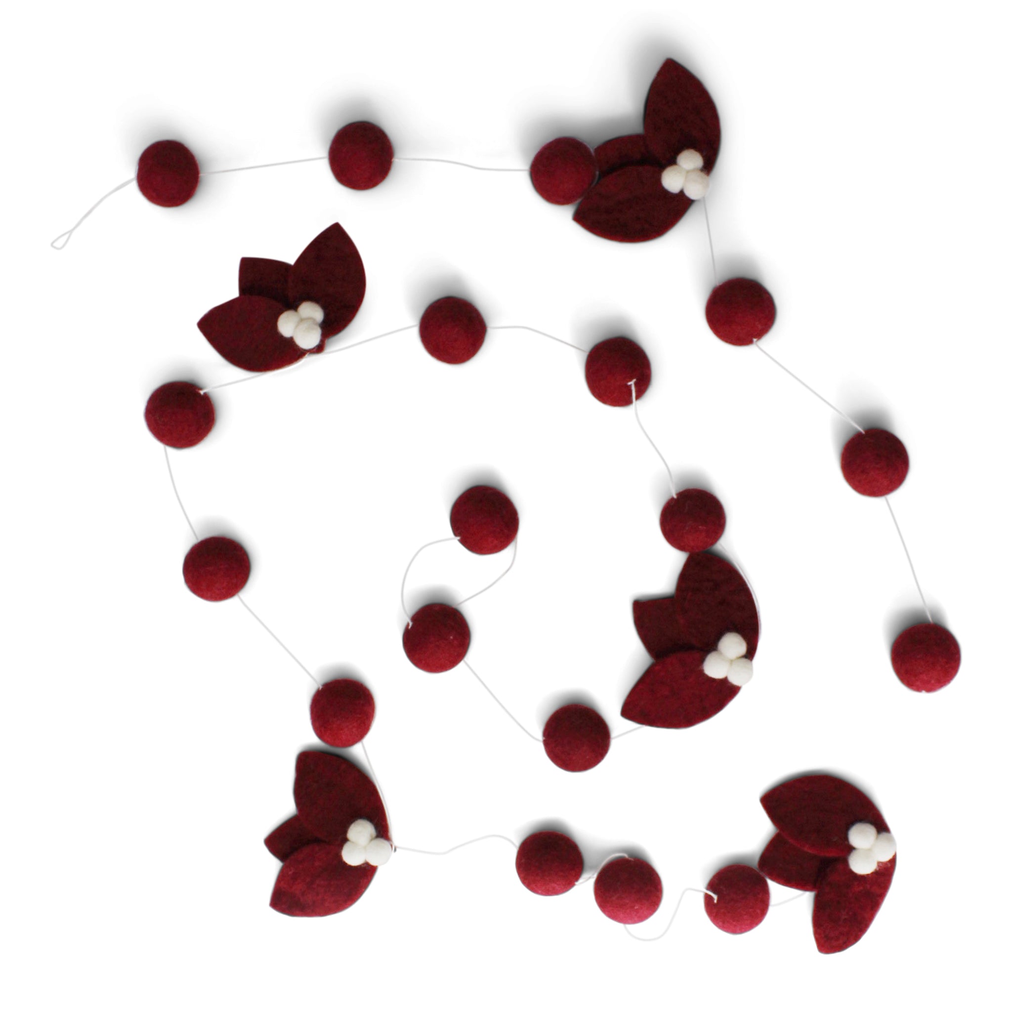 Felt Garland - Ruby Red Cherry Flowers