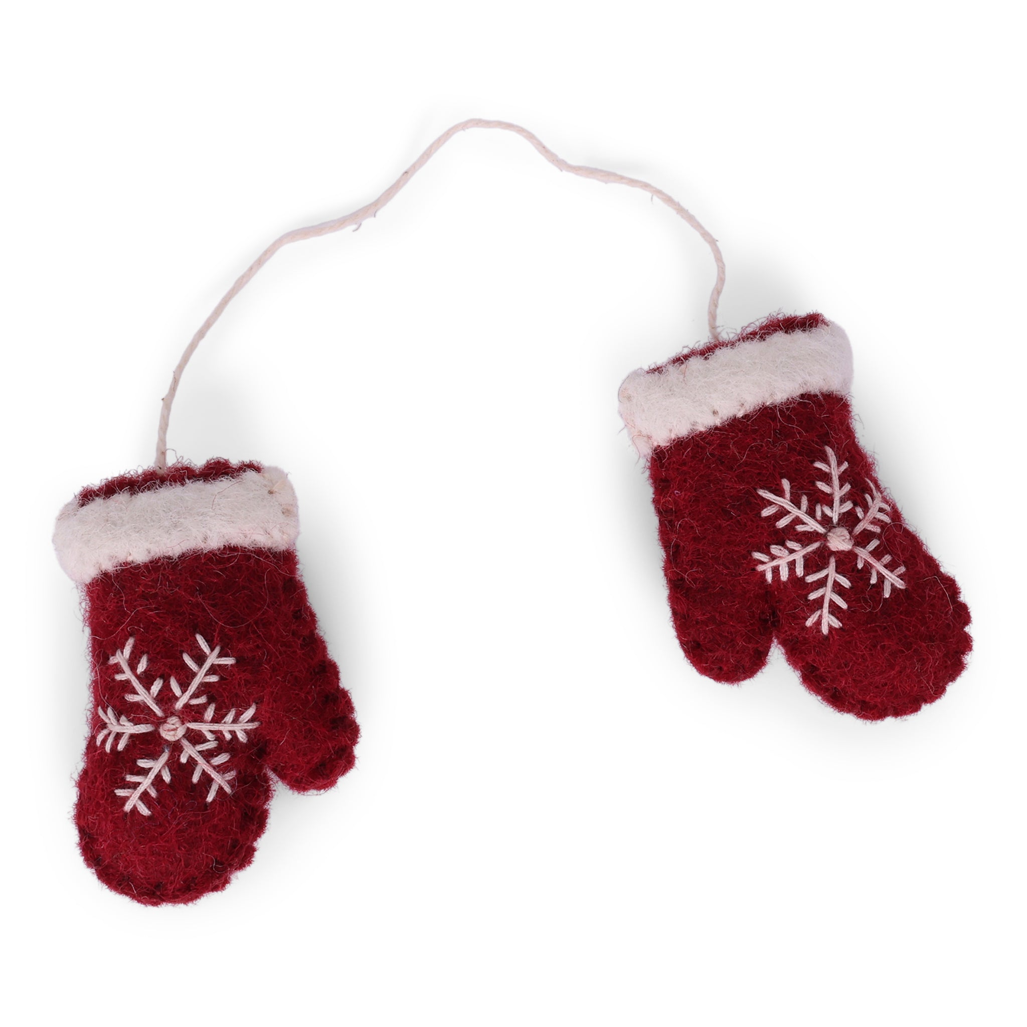 Felt Christmas Tree Decoration - Red Mittens