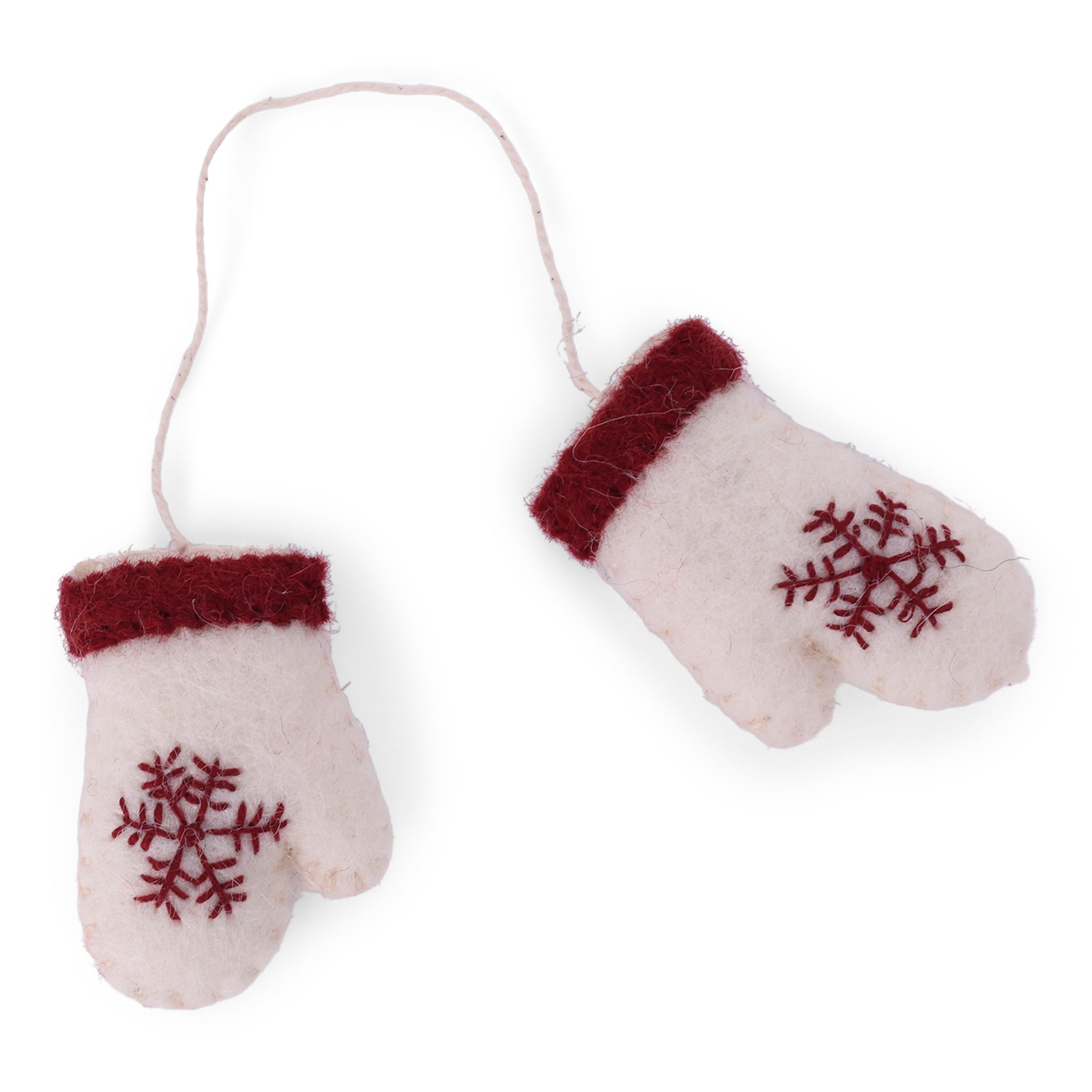 Felt Christmas Tree Decoration - White Mittens