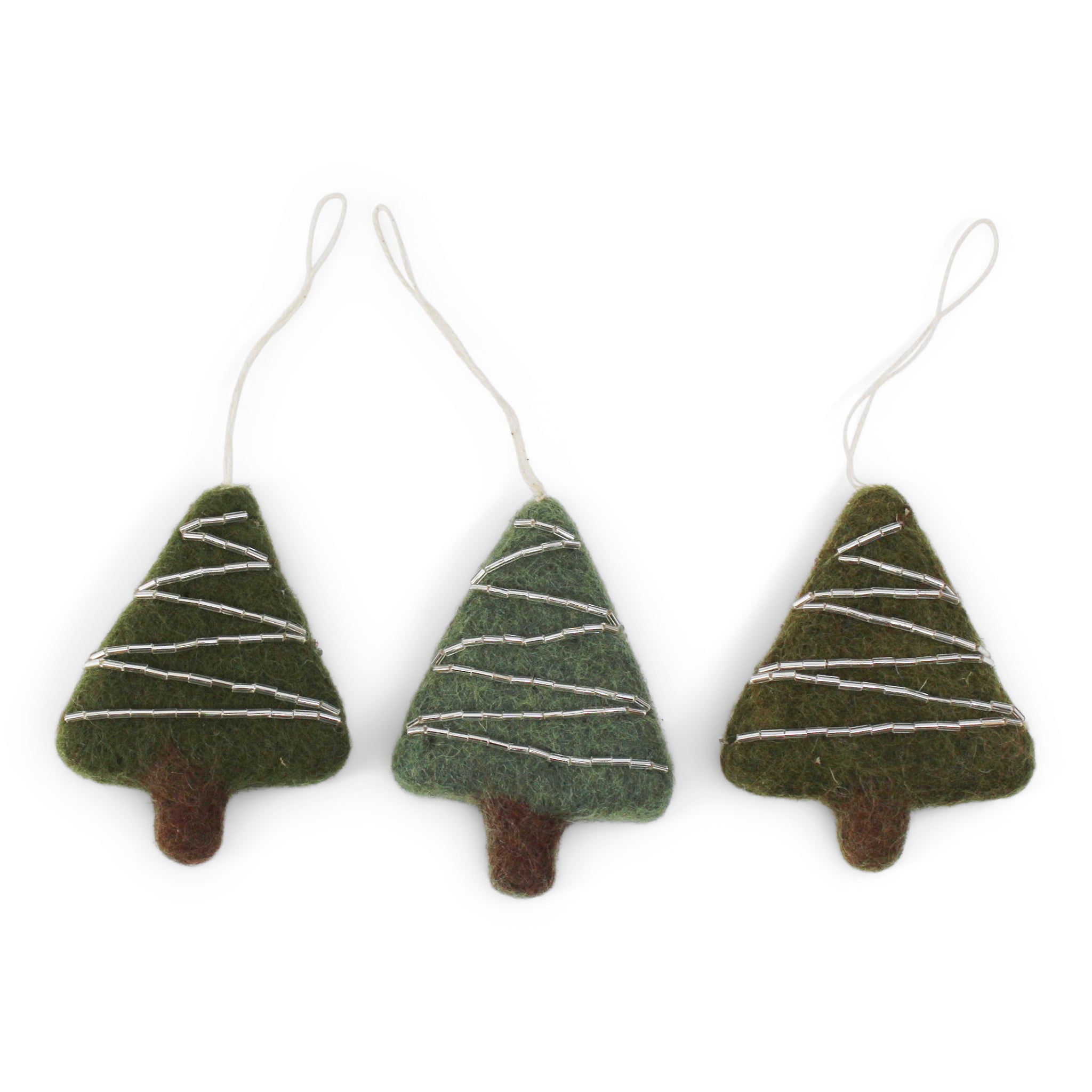 Felt Christmas Tree Decoration - Green Trees (Set of 3)