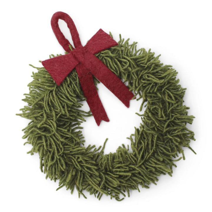 Felt Christmas Wreath - Green Wreath with Red Bow (Small)