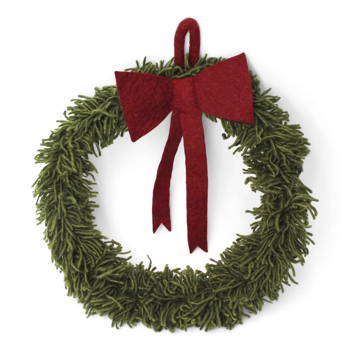 Felt Christmas Wreath - Green Wreath with Red Bow (Large)