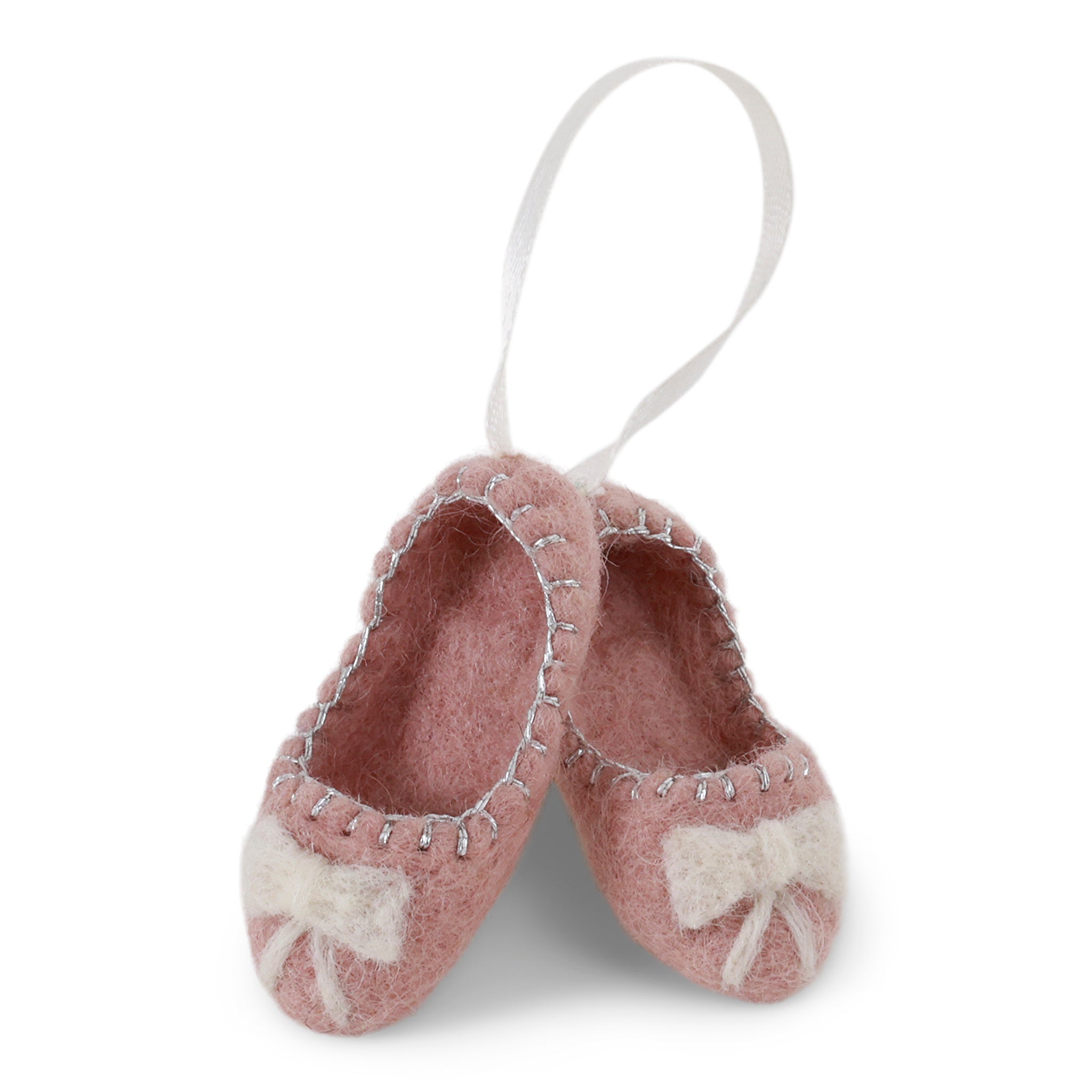 Felt Christmas Tree Decoration - Rose Ballerina Shoes with Snowflake