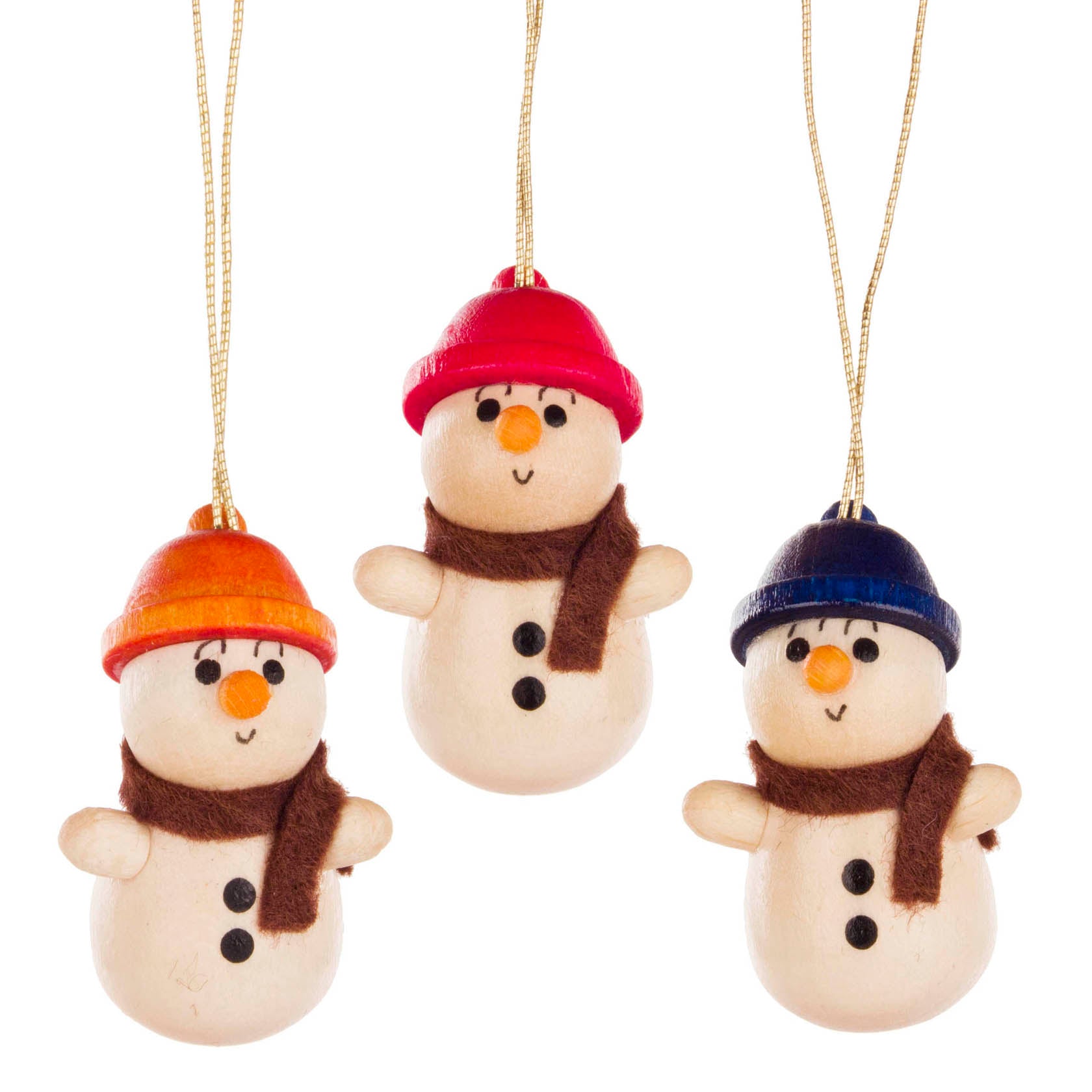 Handcrafted Wooden Snowman Trio