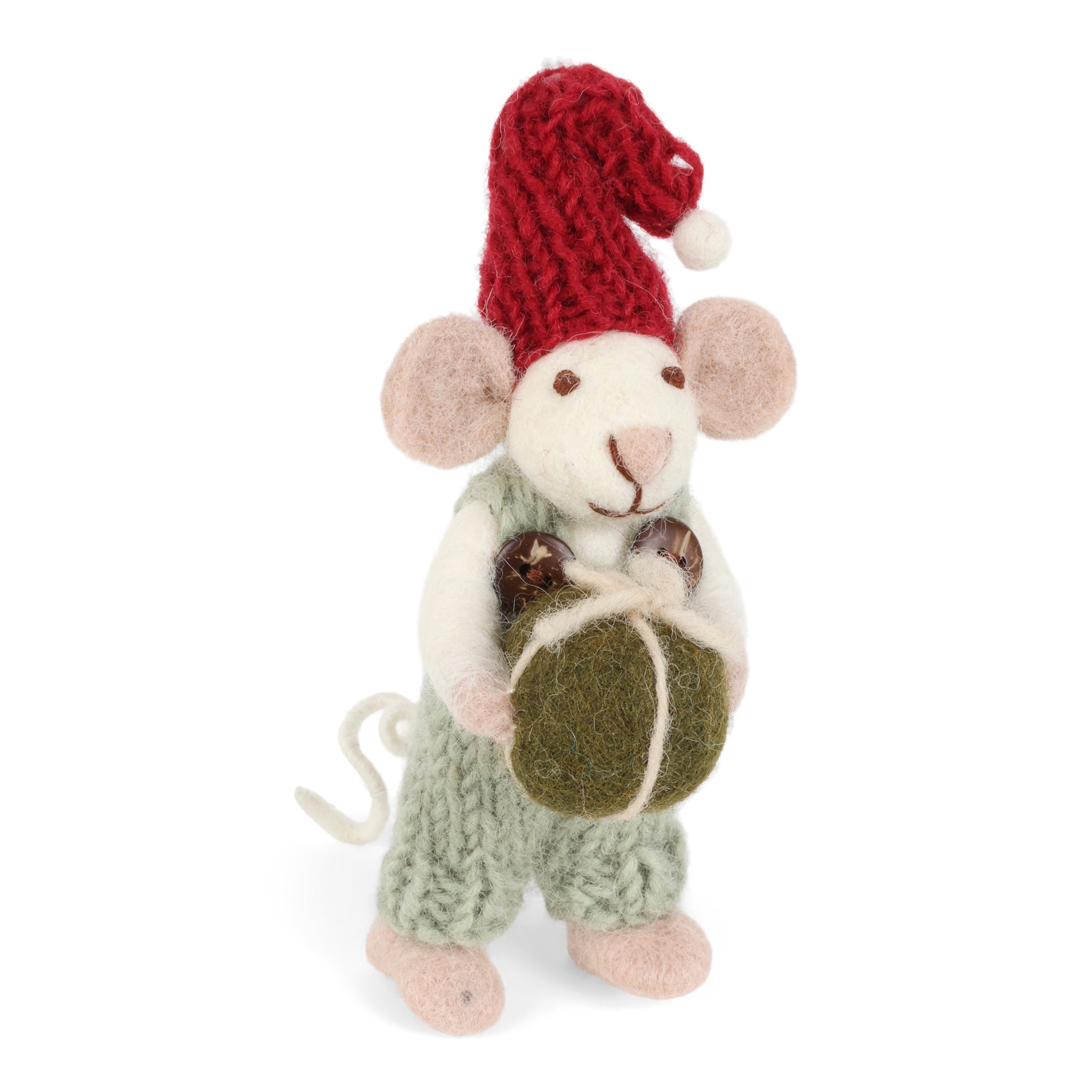 Christmas Figurine - Mouse with Green Pants & Present
