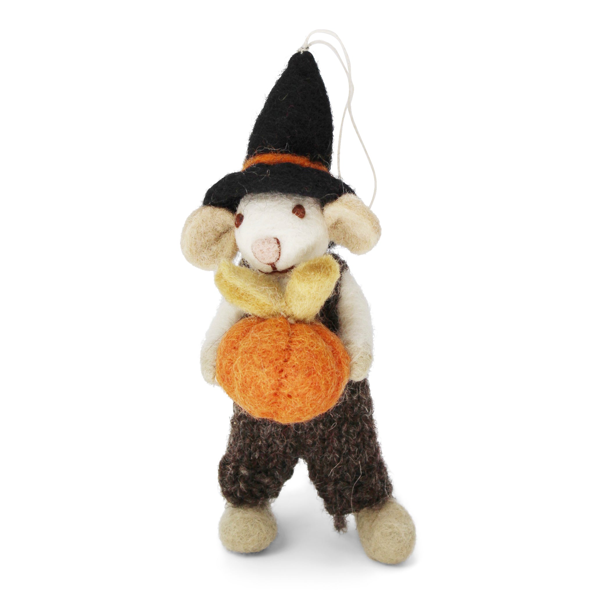 Felt Figurine - Mouse Boy with Pumpkin
