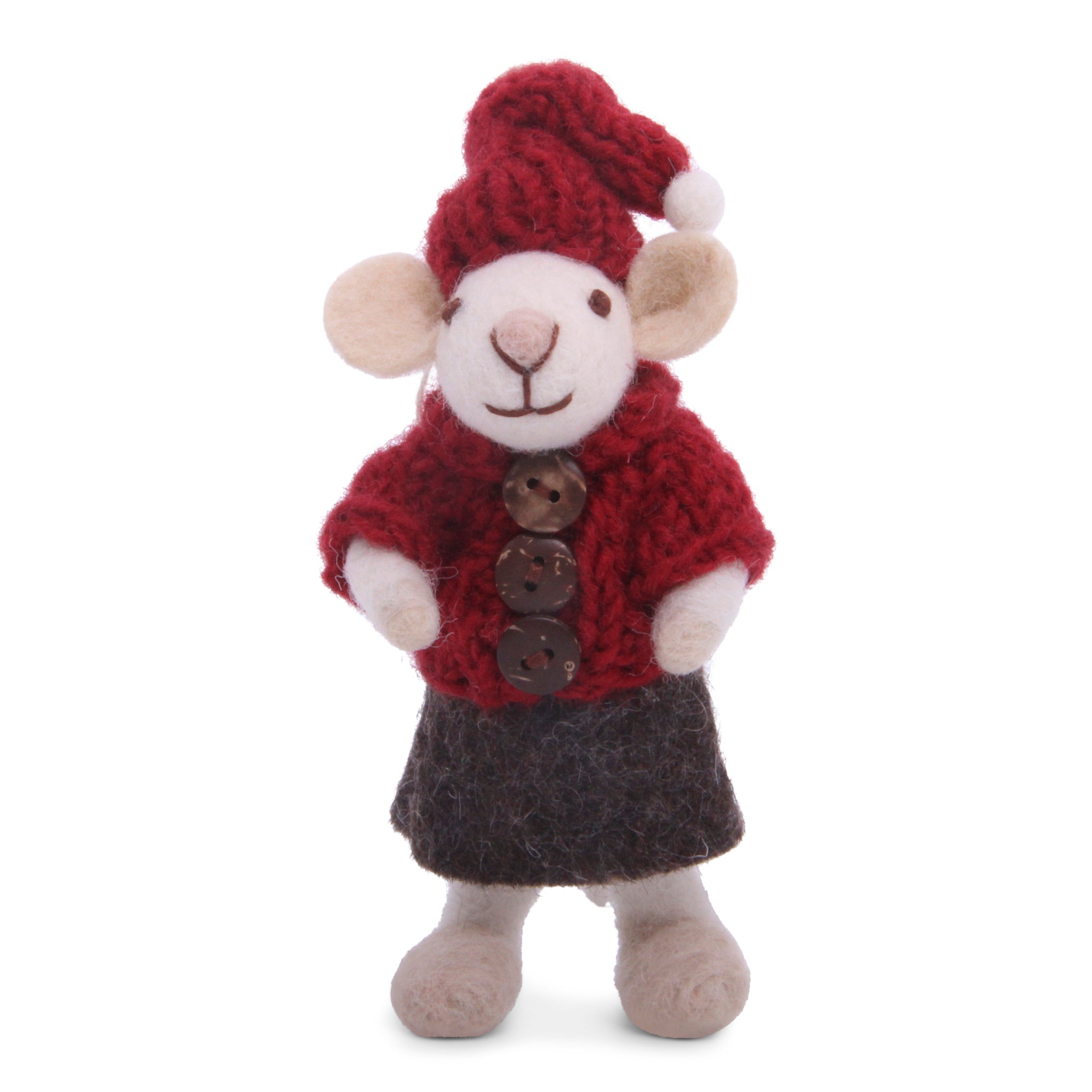 Christmas Figurine - Girly Mouse with Hat and Jacket