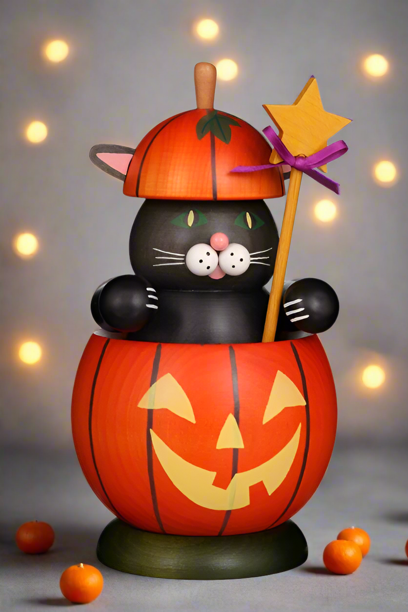 Halloween Incense Burner - Cat in Pumpkin