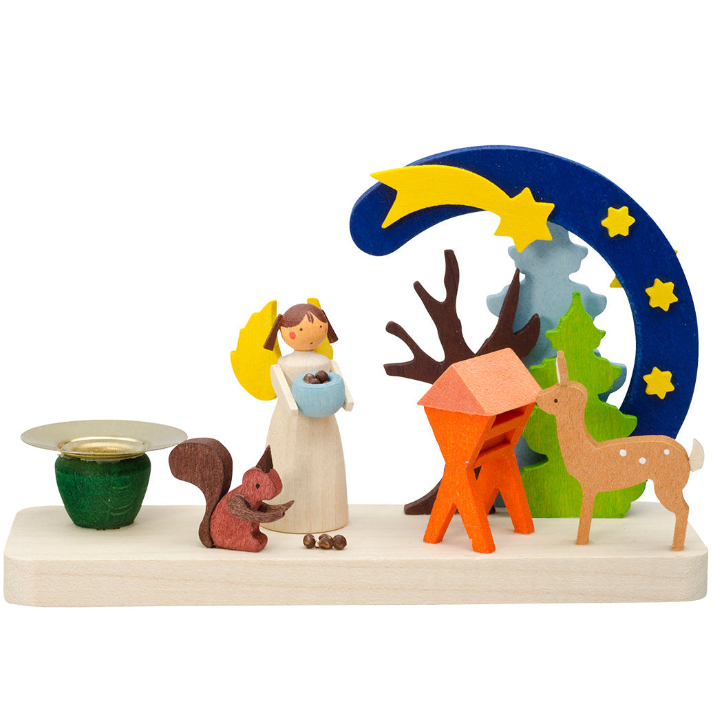 Candle holder - Angel and Forest Animals