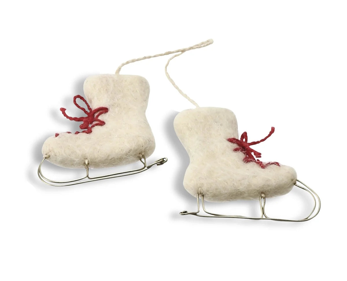 Felt Christmas Tree Decoration - Ice Skates (White)