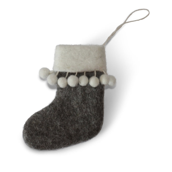 Felt Christmas Tree Decoration - Christmas Stockings with Pom-Poms