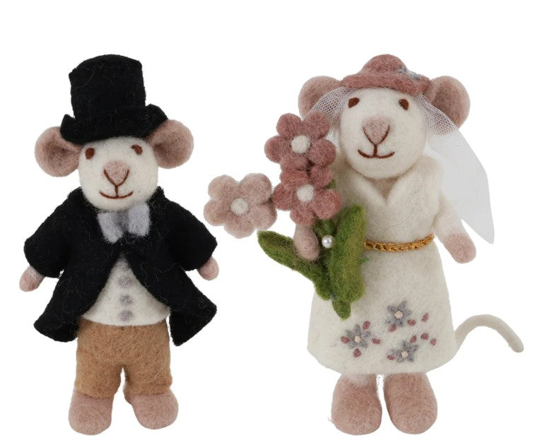 Felt Figurines - Bride & Groom Mouse Couple
