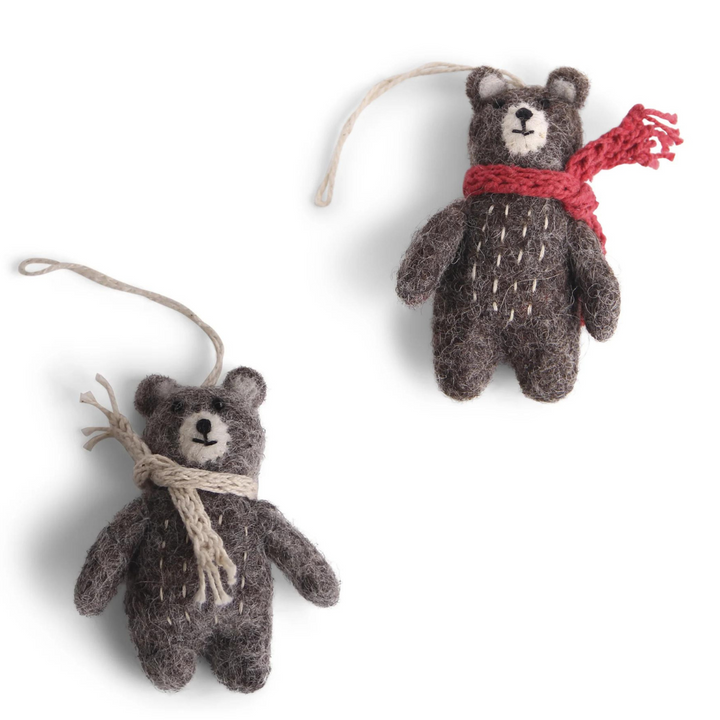 Felt Christmas Decorations - Teddy Bear Pair