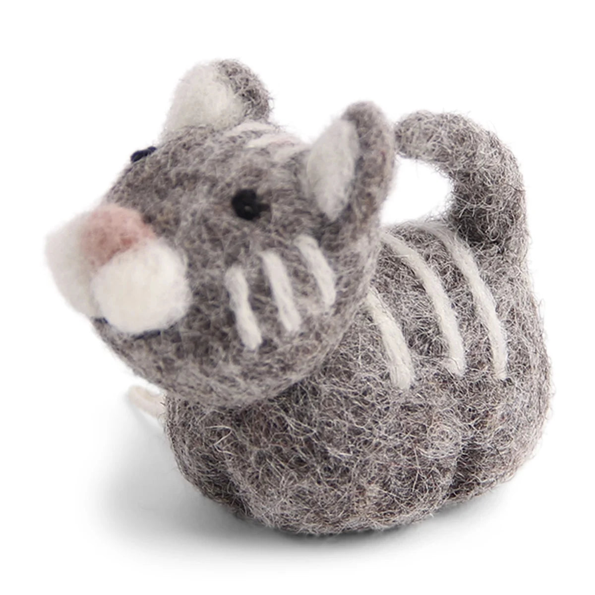 Felt Christmas Tree Decoration - Cat (Grey)
