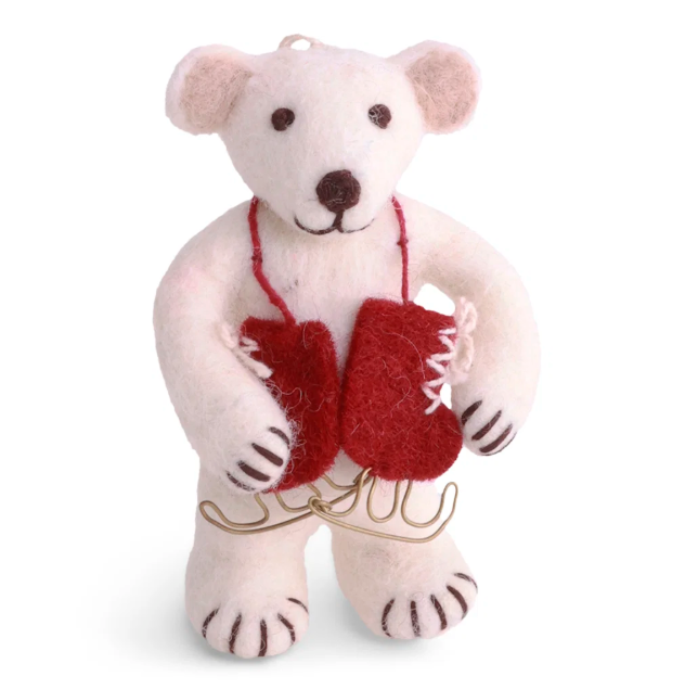 Christmas Figurine - Polar Bear with Ice Skates