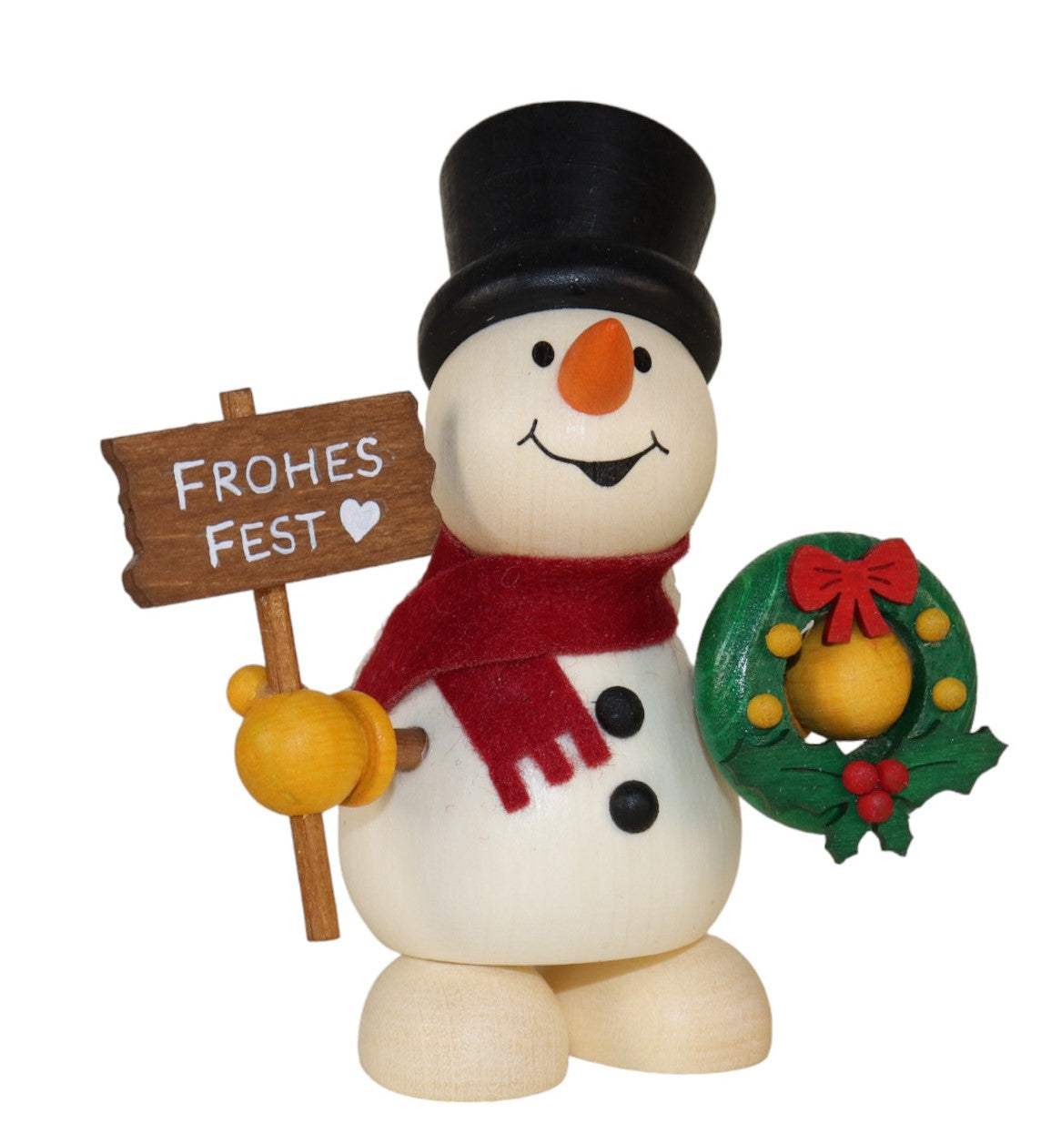 Weihnachtsmann Collectibles - Large Snowman with  Wreath