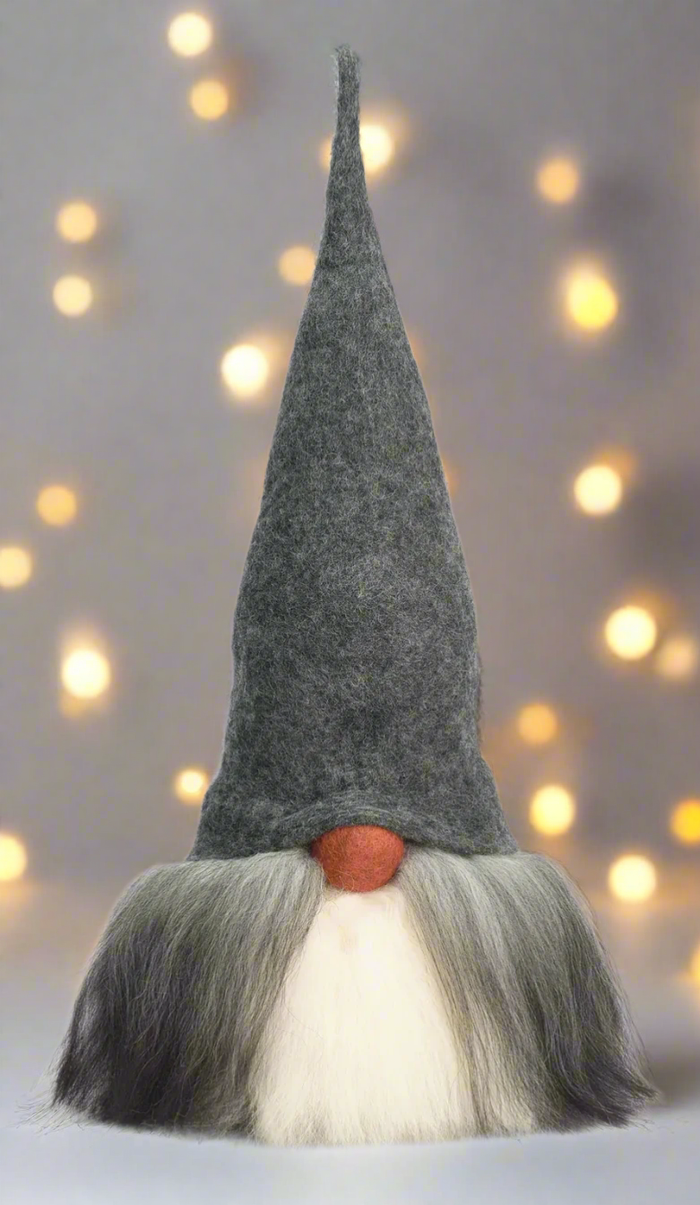 Tomte Gnome - Verner with Felt Cap (Grey)