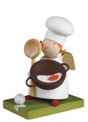 Little Angel Figurine - Guardian Angel With A Wooden Spoon