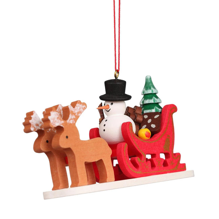 Reindeer Sleigh with Snowman - Christmas Tree Decoration