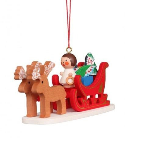 Reindeer Sleigh with Angel - Christmas Tree Decoration