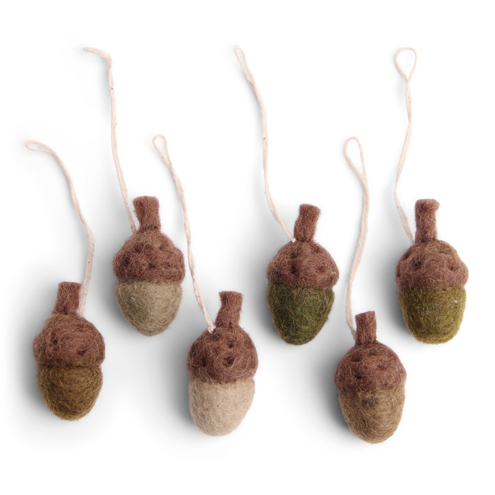 Fall Hanging Decoration - Little Acorns in Natural Tones (Set of 6)