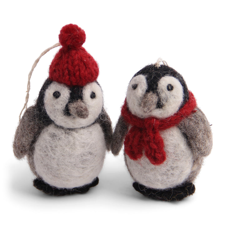 Felt Christmas Tree Decoration - Penguin Pair with Beanie and Scarf