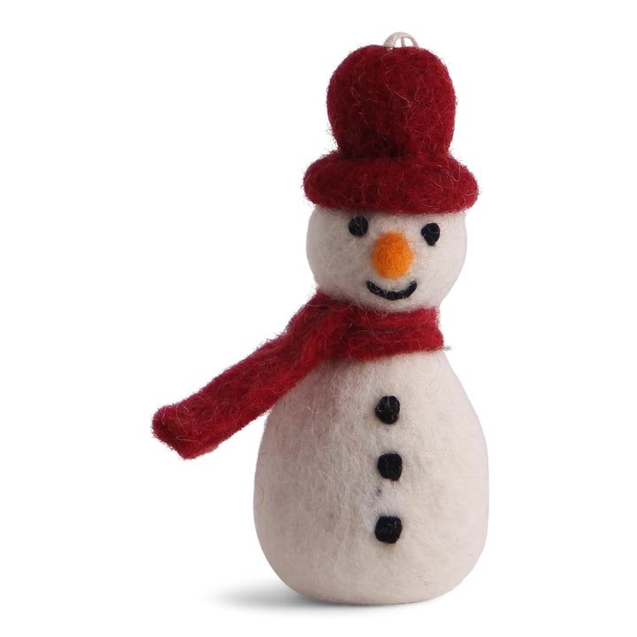 Felt Christmas Tree Decoration - Snowman with Red Hat and Scarf