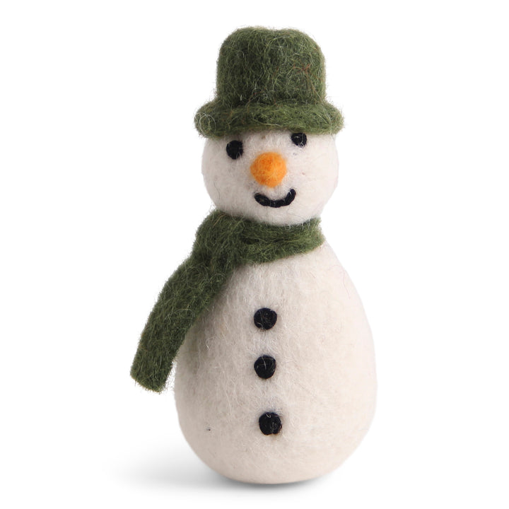 Felt Christmas Tree Decoration - Snowman with Green Hat and Scarf