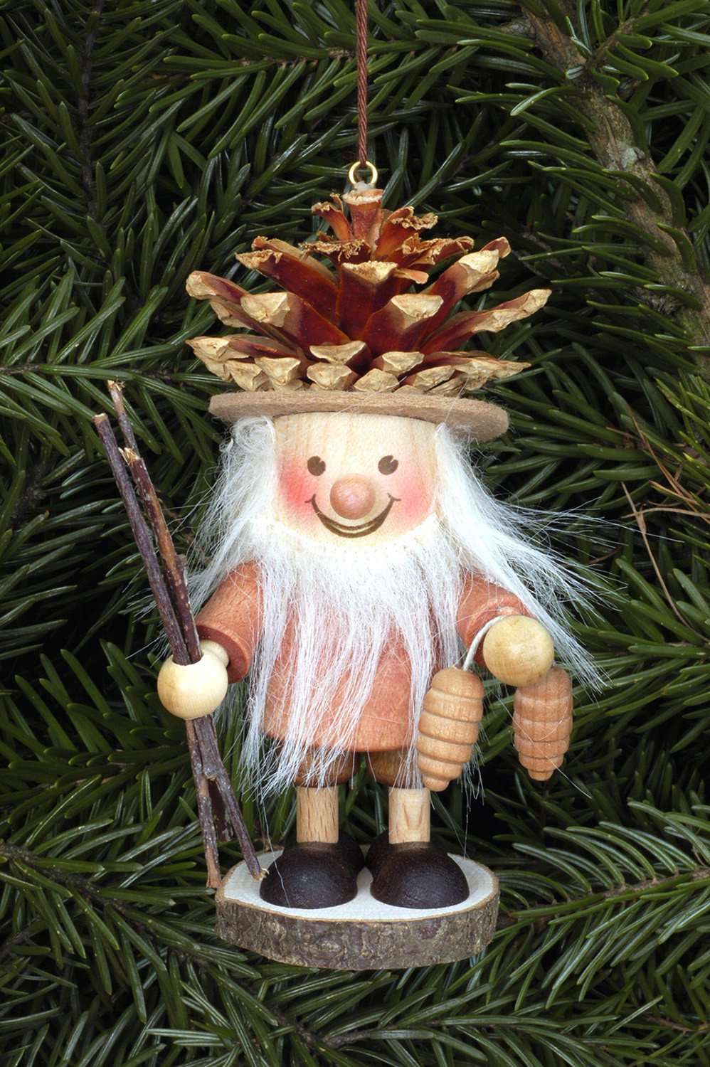 Large gnome Christmas tree decoration - Fir-cone gnome