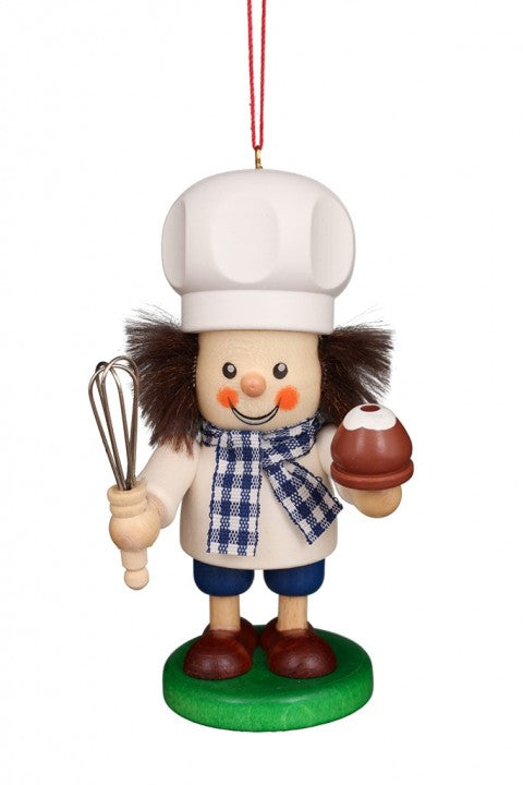 Large gnome Christmas tree decoration -  Baker in Blue and White