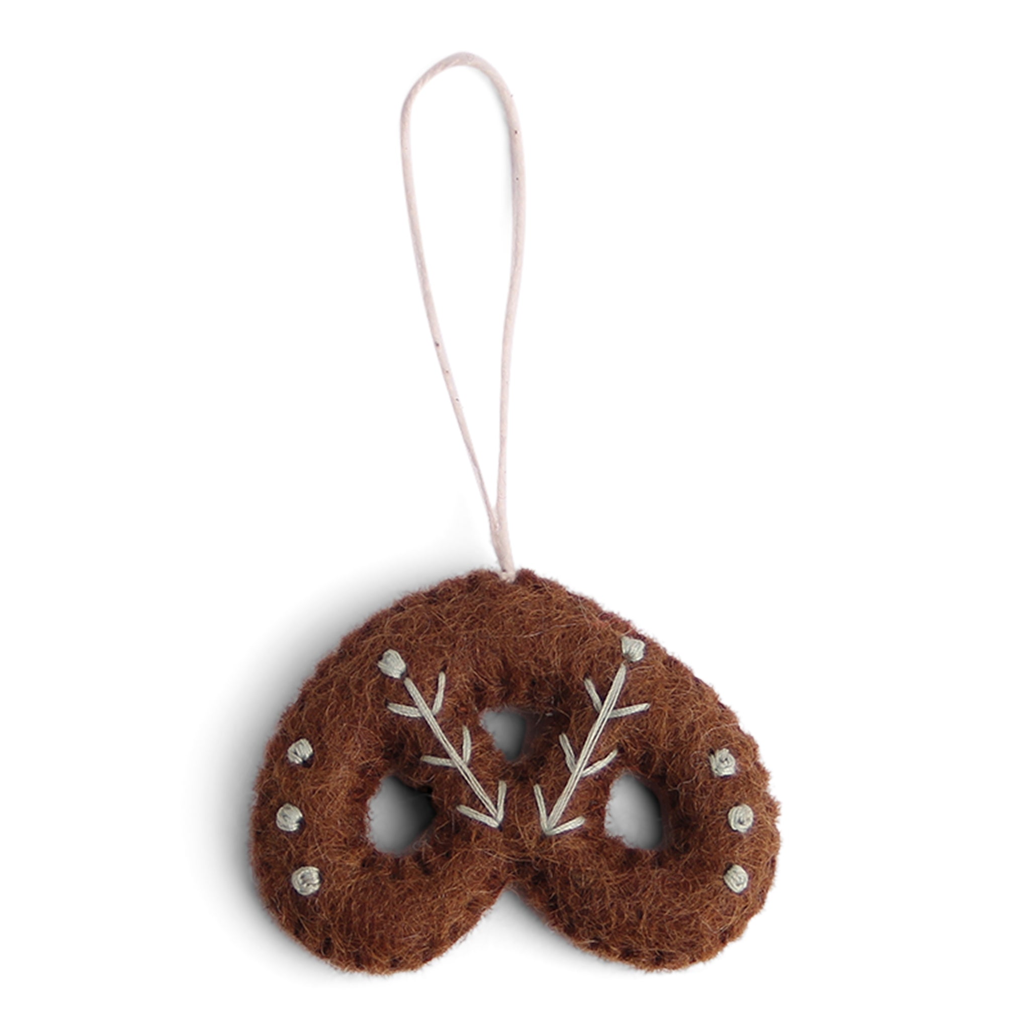 Felt Christmas Tree Decoration - Gingerbread Pretzel