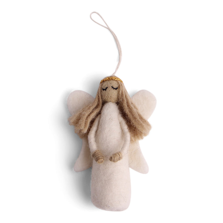 Felt Christmas Tree Decoration - Angel with Golden Halo