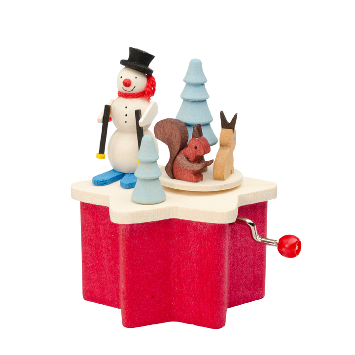 Music Box (Traditional Crank-Style) - Miniature Snowman