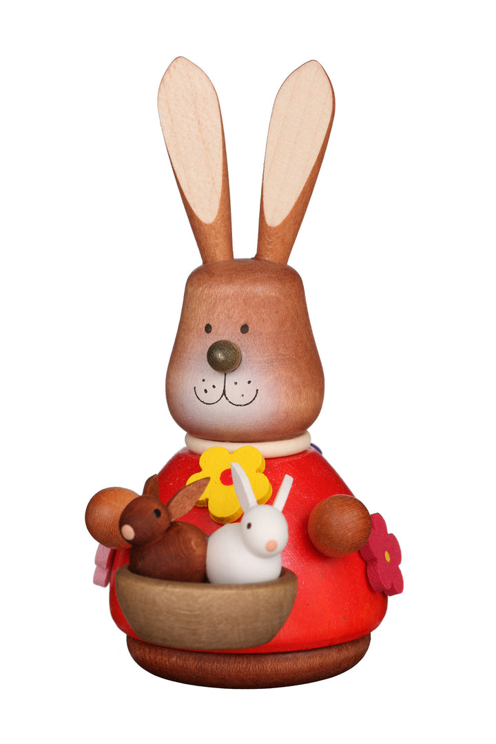 Easter bunny wobble figure with basket of bunnies