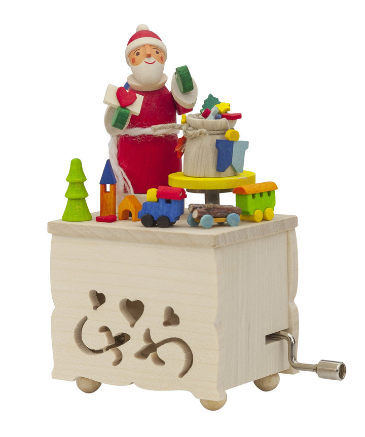 Music Box (Traditional Crank-Style) - Large Santa and Presents