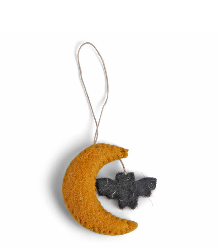 Halloween Hanging Decoration - Moons with Bats (Set of 3)