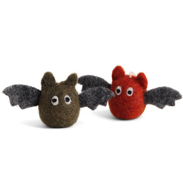 Halloween Hanging Decoration - Little Bat Twins (Rusty Red and Green)
