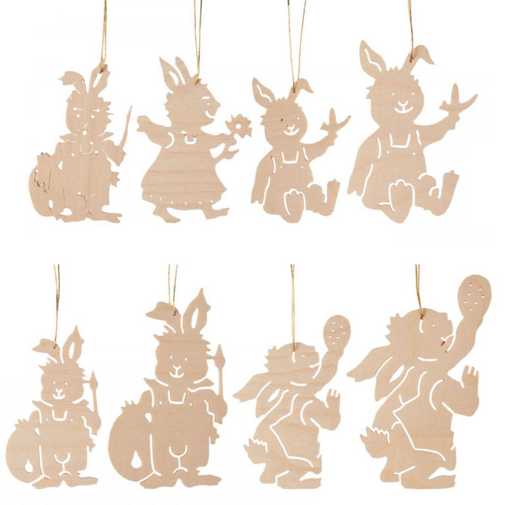 Bunny Ragamuffins (Set of 8 Cut-outs) - Hanging Easter decoration