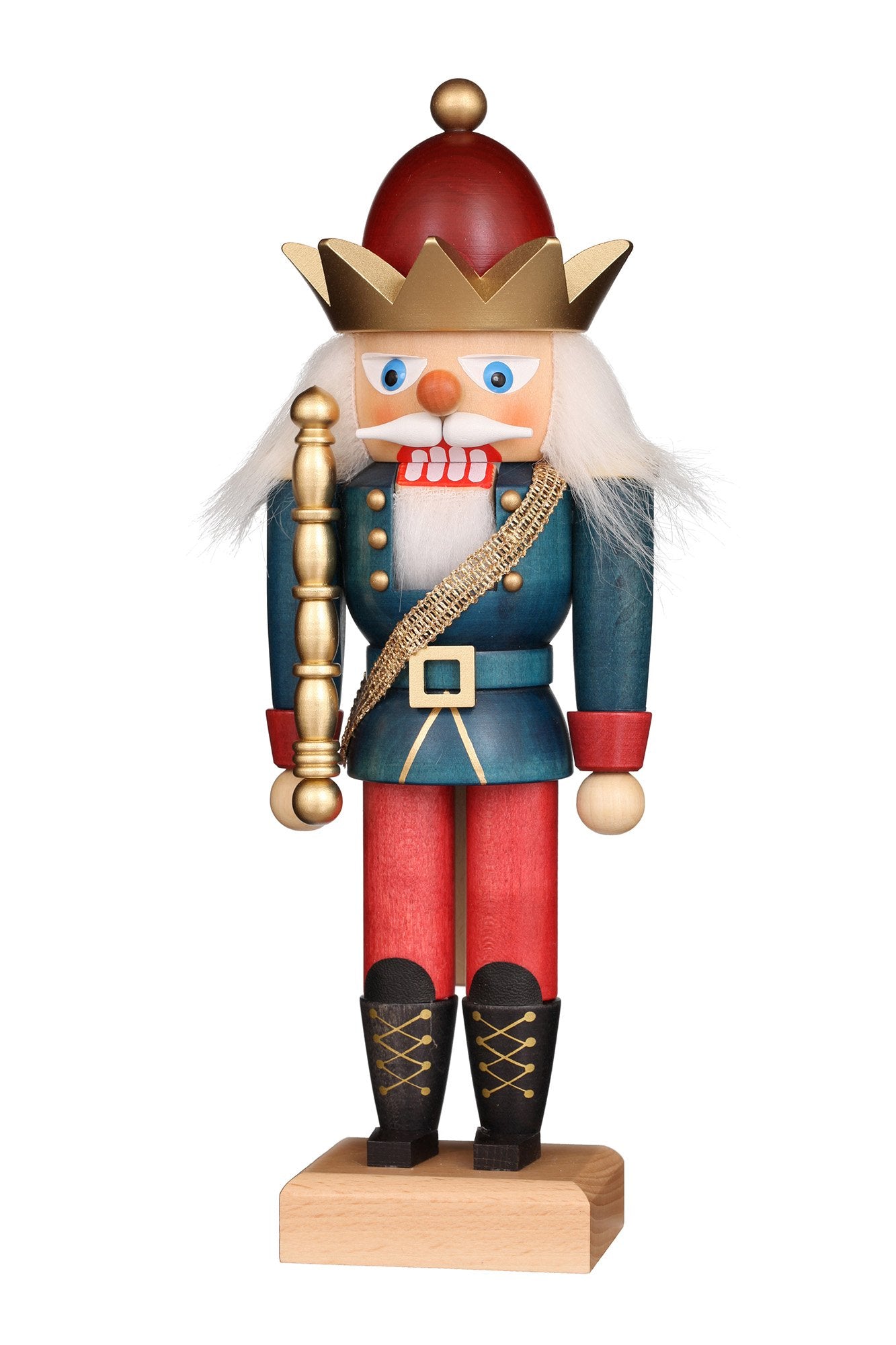 Nutcracker (Small) - Blue and Red King with Golden Crown