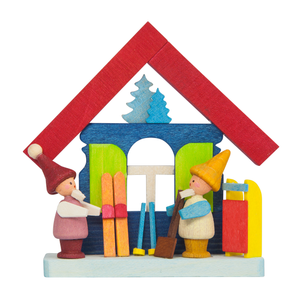 Christmas Village with Skiing Elves - Christmas tree decoration