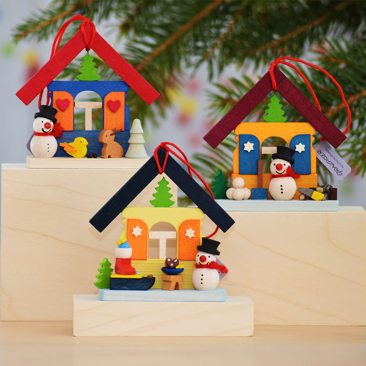 Christmas Village with Snowman - Christmas tree decoration