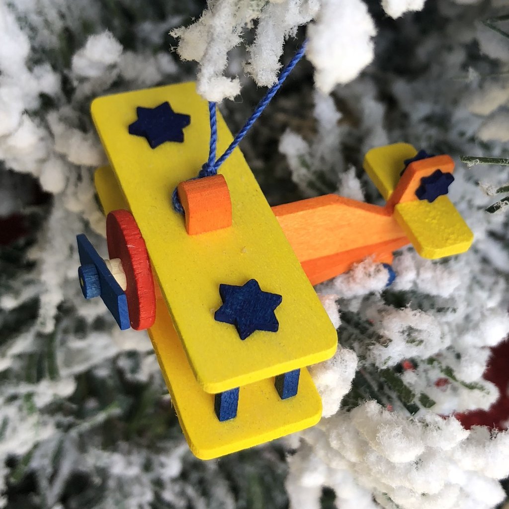 Mini Airplane (Orange with Yellow Wings) -  Christmas tree decoration