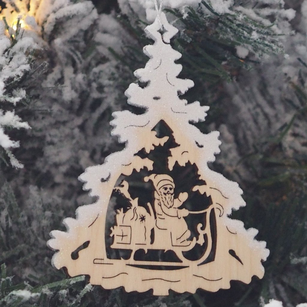 Elke's Silver-Frosted Tree (Santa) - Christmas tree decoration