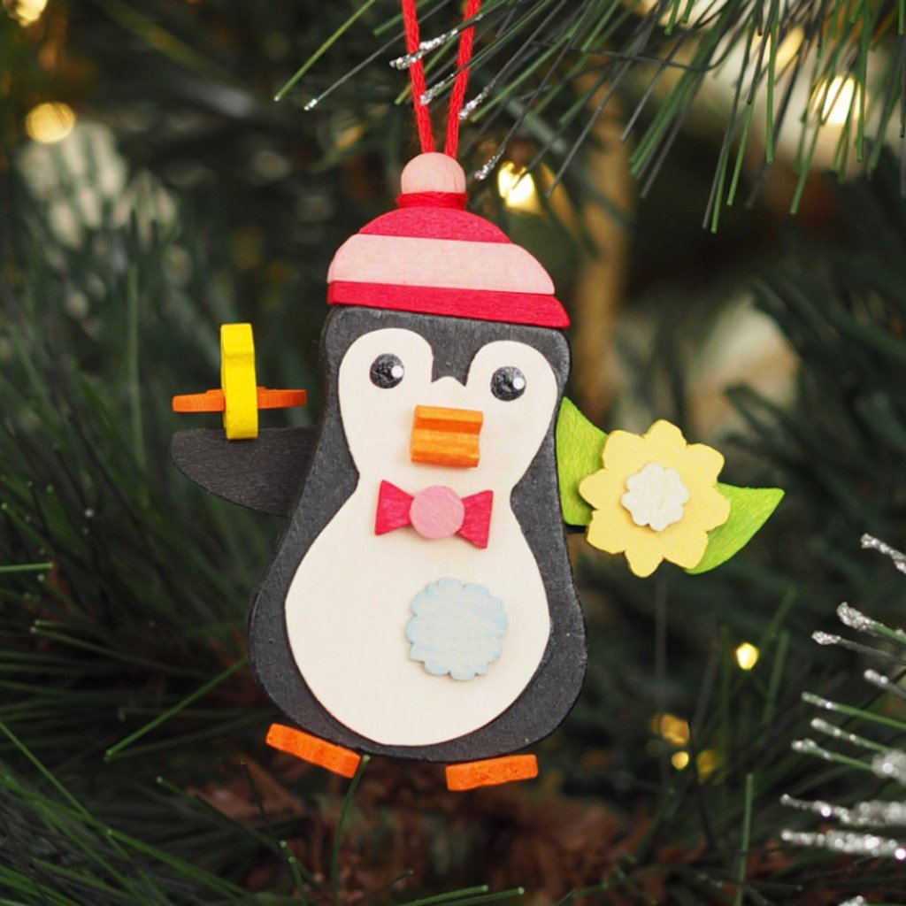 Penguin with flower and bird - Christmas tree decoration