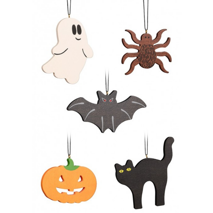 Halloween Hanging Decorations - Wooden Set of 5