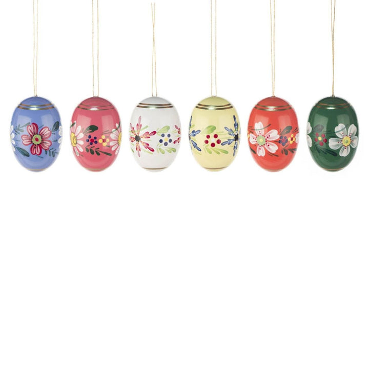 Hanging Easter Eggs - varnished hand painted flowers (Large)